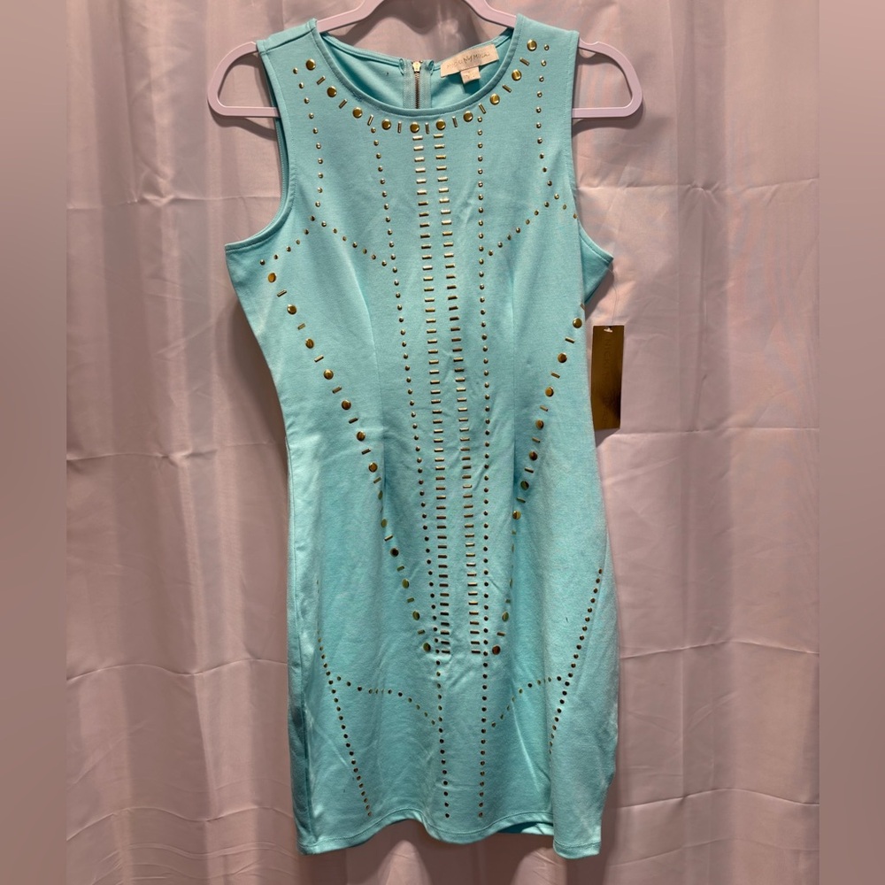 Aqua Studded Sleeveless Dress